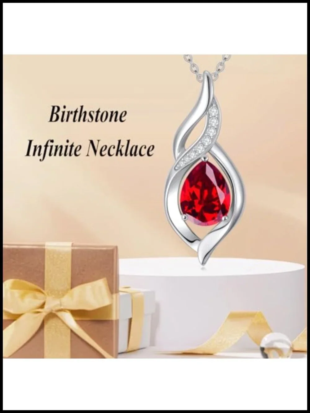 Sterling Silver Ruby Teardrop Birthstone Necklace for Women